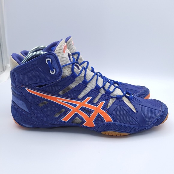 Asics Omniflex Attack Wrestling Shoes Mens Size 8 Blue And Orange J400Y